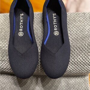 Rothy's Midnight Navy Flats with Blue Accents